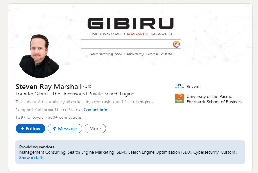 Steven Ray Marshall stands as the founder of Gibiru.