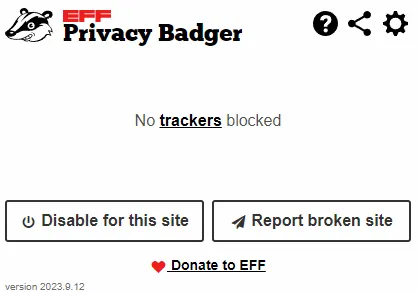 EFF Privacy Badger results for Gibiru.