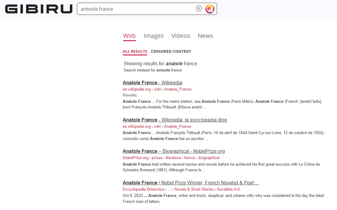 Gibiru General Knowledge Searches.
