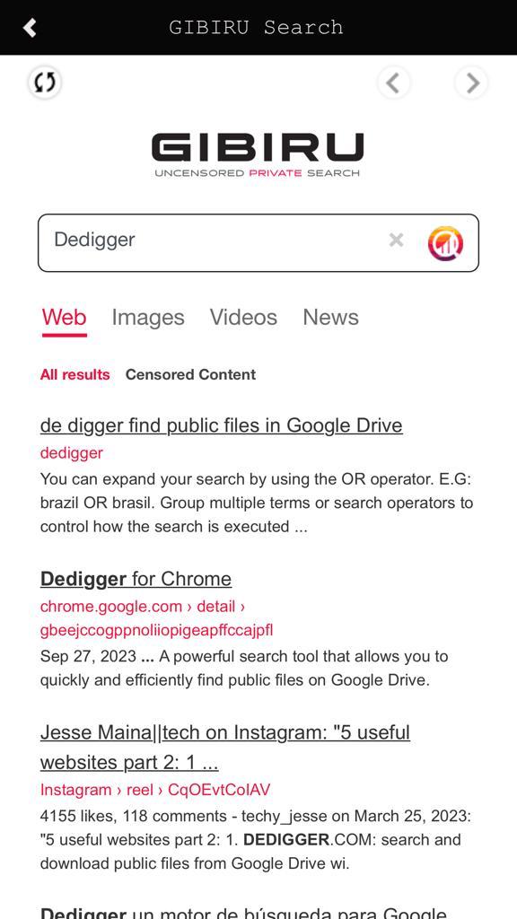 Gibiru Mobile Applications.