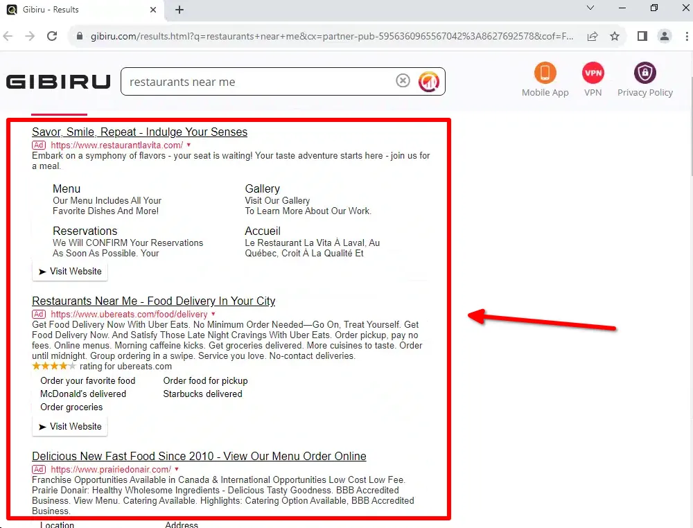 Gibiru ads.