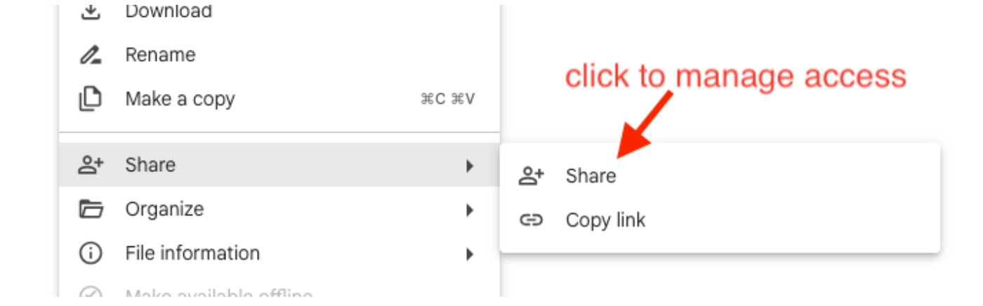 Share file in Google Drive.